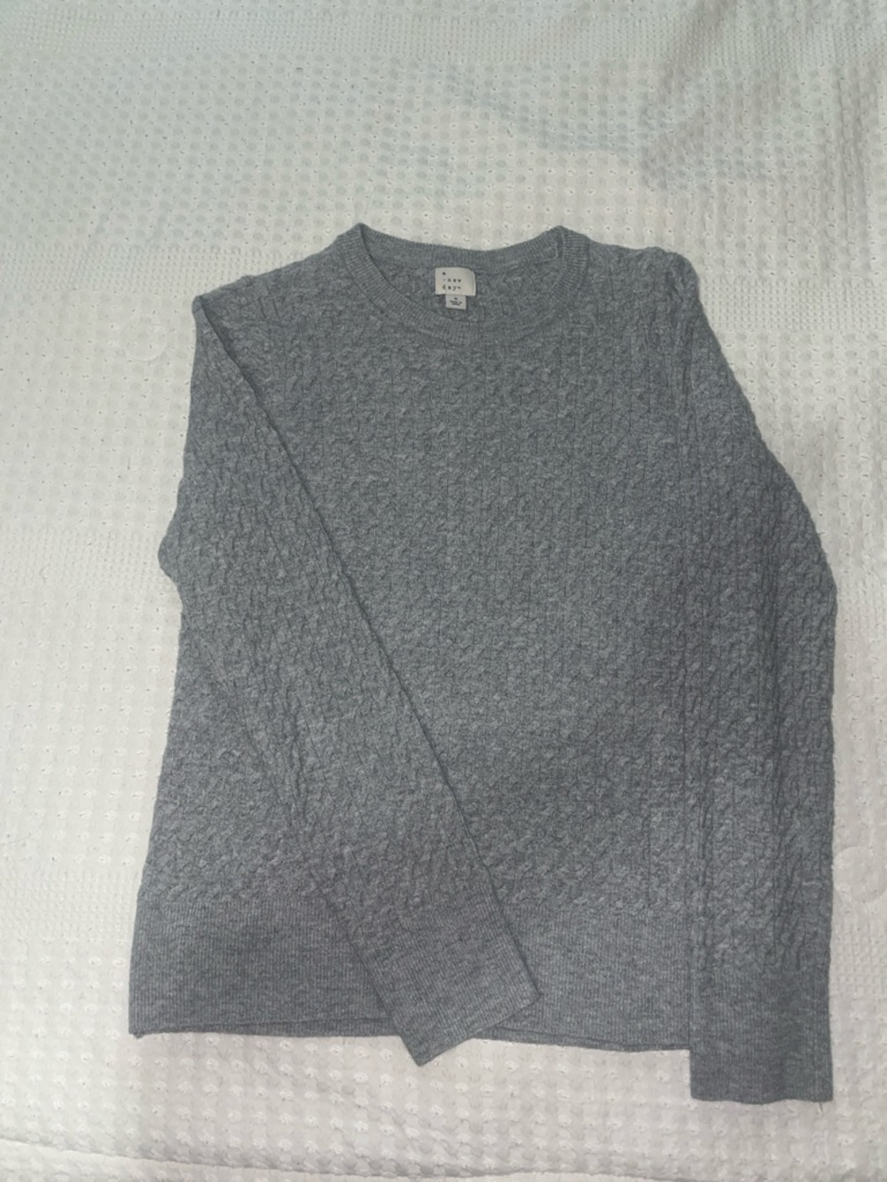 a new day Light Gray Cable Knit Crewneck Sweater